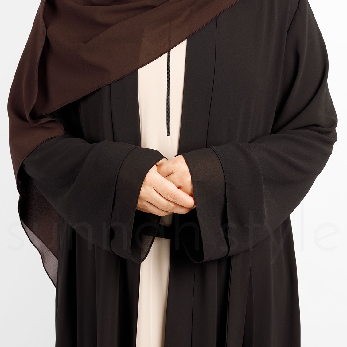 Sunnah Style Chiffon Layered Robe Matte Black